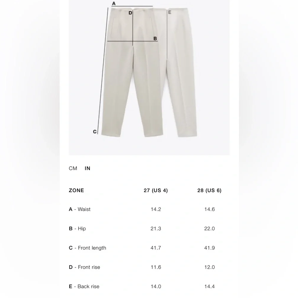Zara NWT mid rise wide leg pleated pants white 7484/052